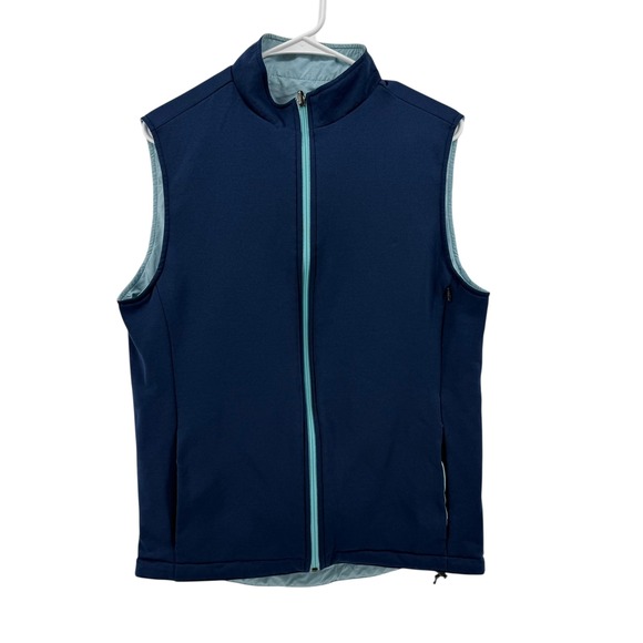 Peter Millar Crown Sport Men's Golf Vest Reversible Navy Blue Light Blue Small